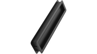 Muschelgriff TUB-STRAIGHT Zink - Schwarz matt - 202 mm lang vor weißem Hintergrund