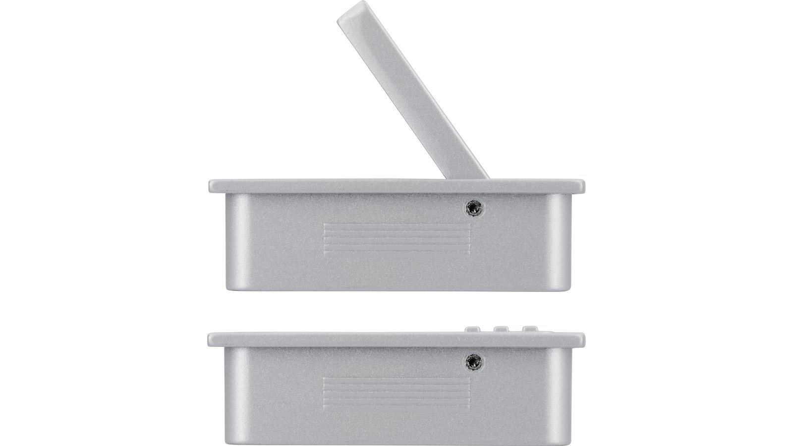 Muschel Vlotho Druckguss alufarbig pulverbeschichtet - 52 mm lang  vor weißem Hintergrund