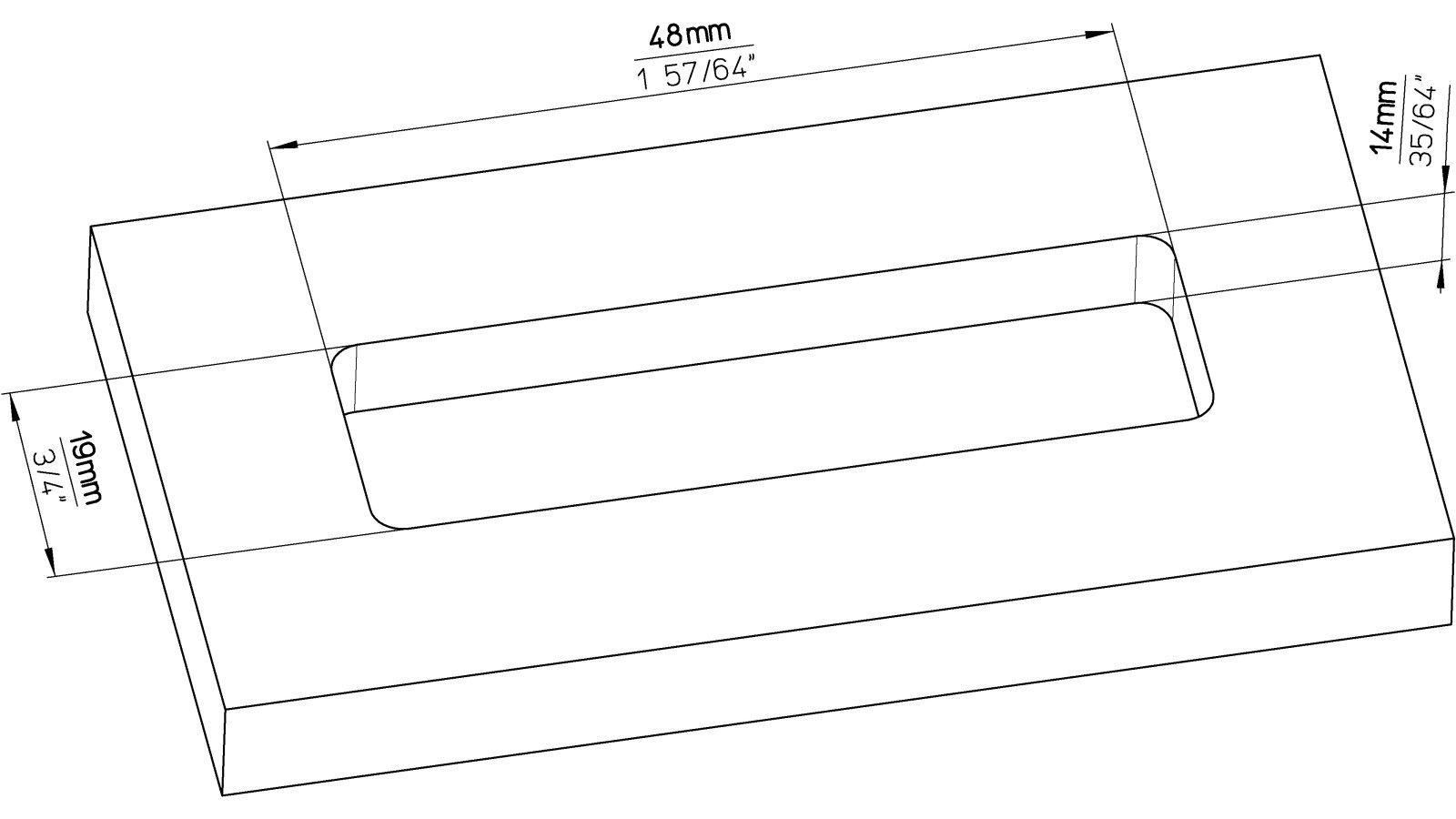 Muschel Vlotho Druckguss alufarbig pulverbeschichtet - 52 mm lang  vor weißem Hintergrund