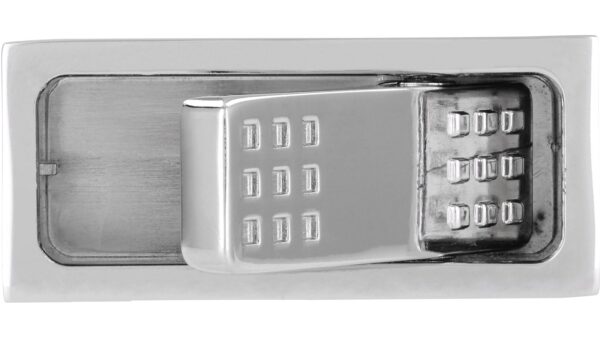 Muschel Vlotho Druckguss chrom glänzend - 52 mm lang  vor weißem Hintergrund
