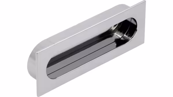 Muschel Wurzen Druckguss - Stahl chrom glänzend - 125 mm lang vor weißem Hintergrund