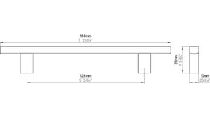 Stangengriff Ascheberg Aluminium chrom glänzend - 186 mm lang  vor weißem Hintergrund