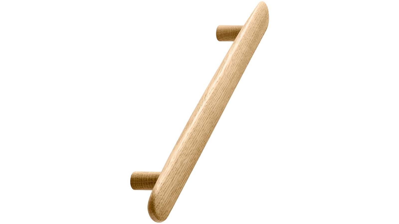 Stangengriff BRUTUS Holz Eiche - Lackiert - 224 mm lang  vor weißem Hintergrund