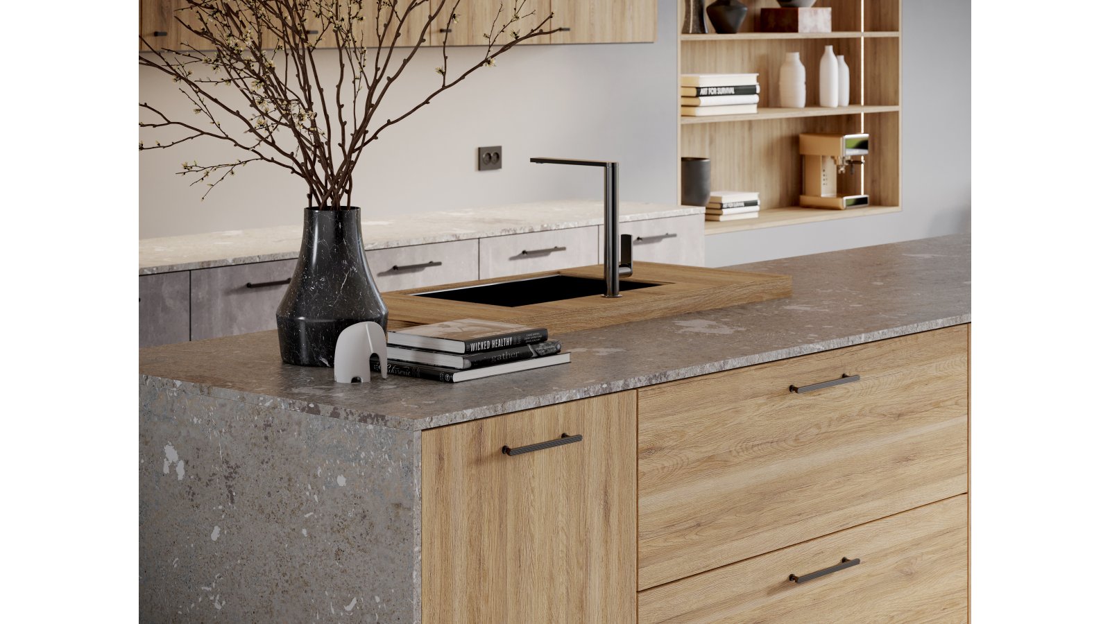 Stangengriff Georgsmarienhütte Druckguss schwarz matt pulverbeschichtet - 198 mm lang  vor weißem Hintergrund