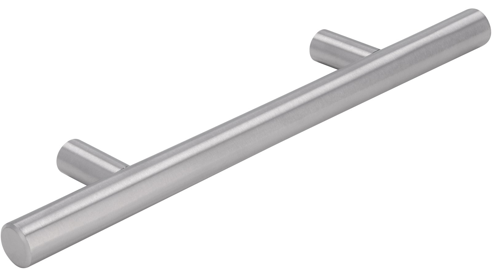 Stangengriff Gnarrenburg Edelstahl fein geschliffen - 176 mm lang  vor weißem Hintergrund