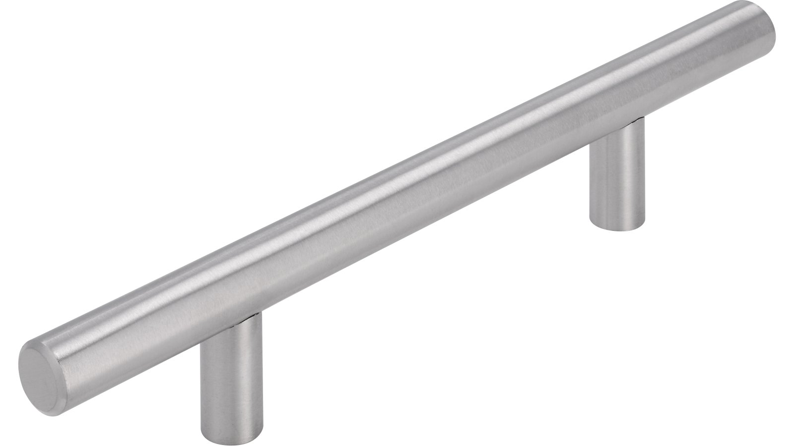 Stangengriff Gnarrenburg Edelstahl fein geschliffen - 176 mm lang  vor weißem Hintergrund