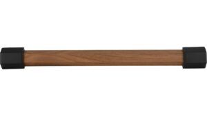 Stangengriff Hex Druckguss - Holz nussbaum natur lackiert schwarz matt pulverbeschichtet - 180 mm lang  vor weißem Hintergrund