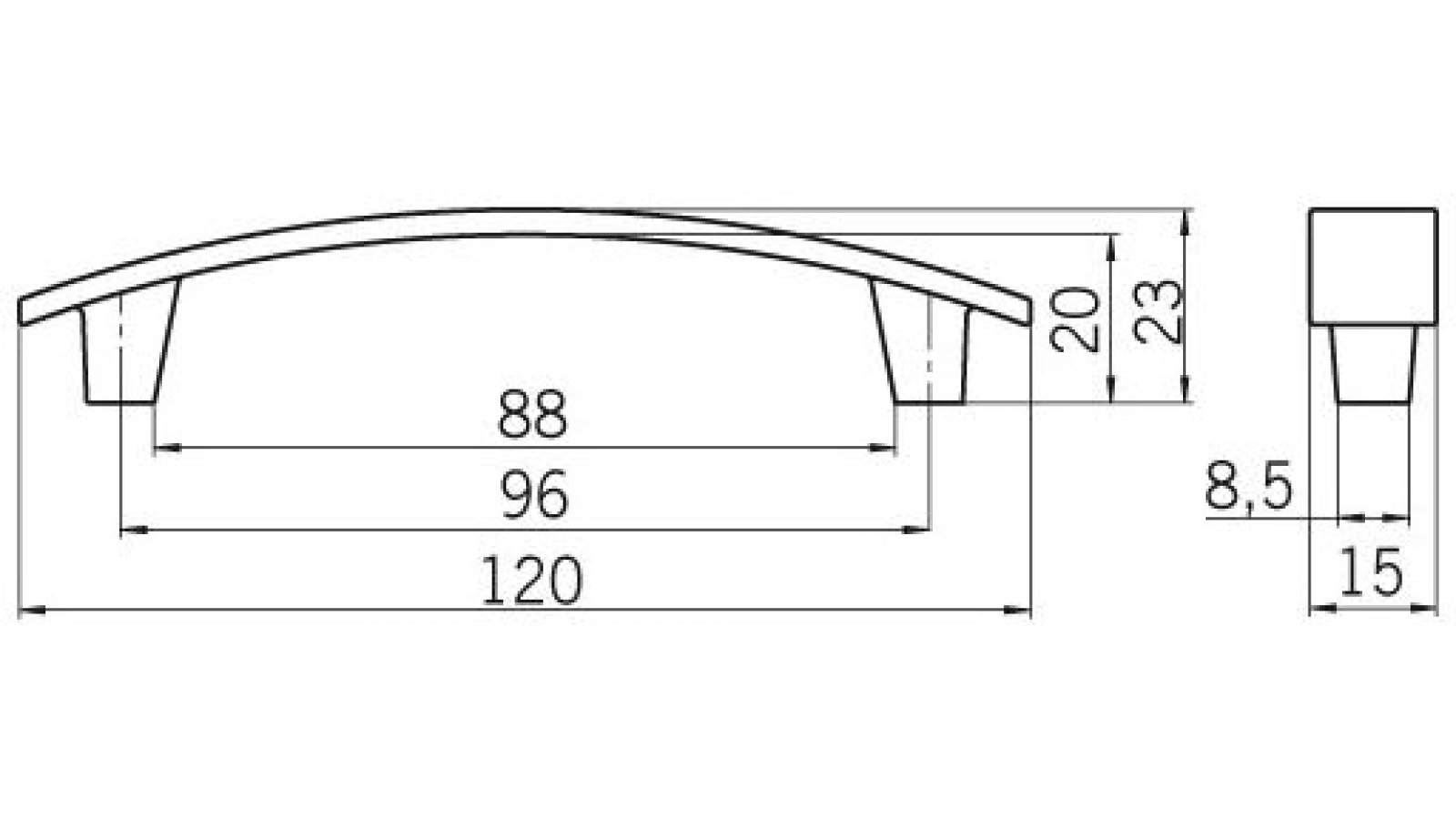 Stangengriff Ostrhauderfehn Druckguss altmessingfarbig brüniert getrommelt - 120 mm lang  vor weißem Hintergrund