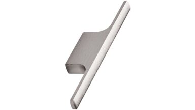 Stangengriff TAU Aluminium - Edelstahloptik - 126 mm lang vor weißem Hintergrund