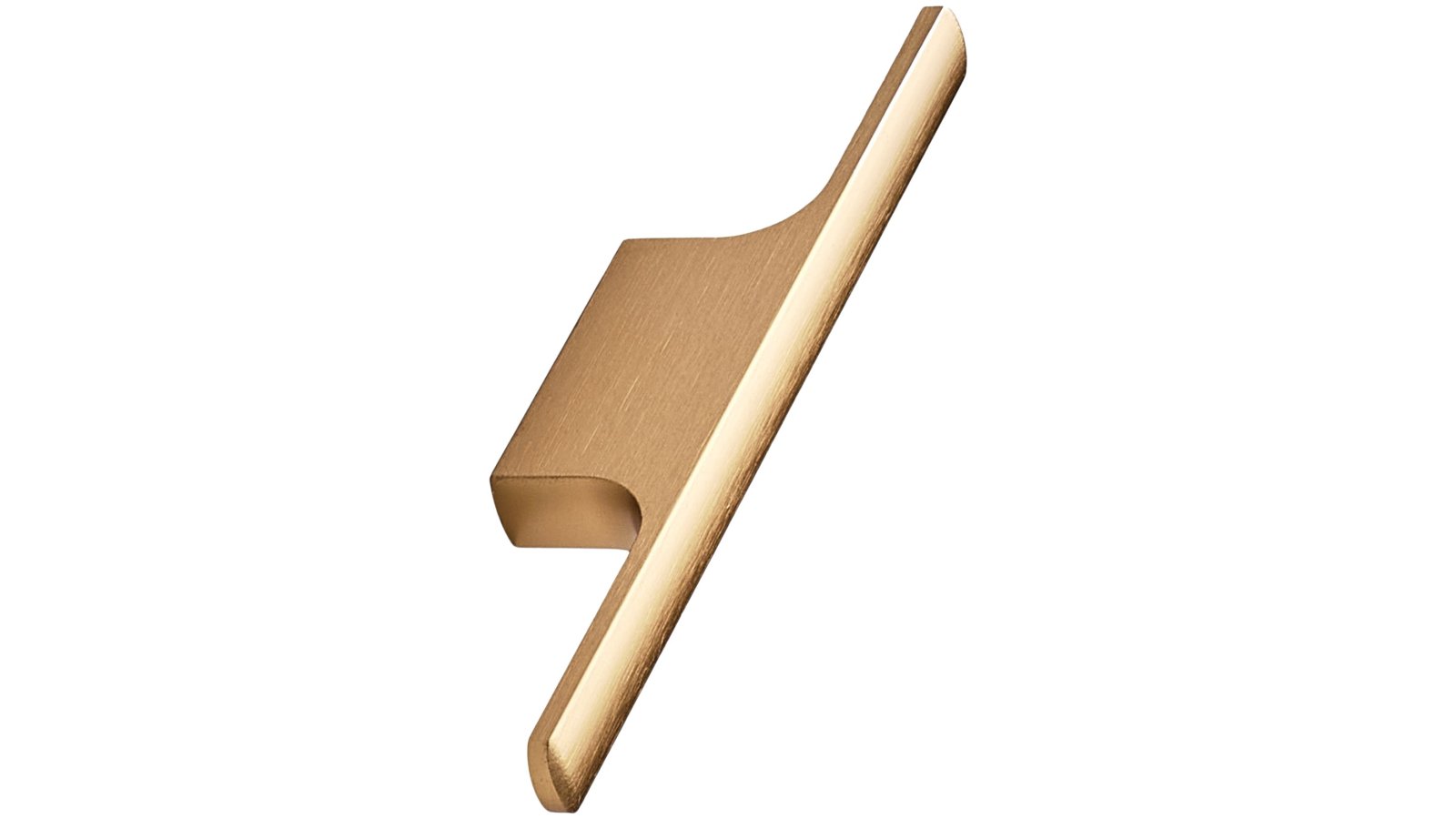 Stangengriff TAU Aluminium - Messing gebürstet - 126 mm lang  vor weißem Hintergrund