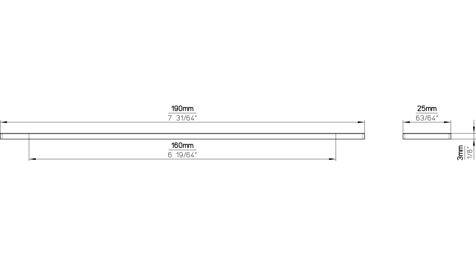 Unterlage Ganderkesee Druckguss messing schwarz gebürstet - 190 mm lang  vor weißem Hintergrund