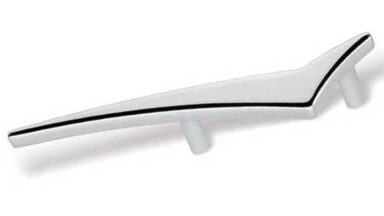 Griff Espelkamp Zinkdruckguß - chrom glänzend Links - 150 mm lang vor weißem Hintergrund