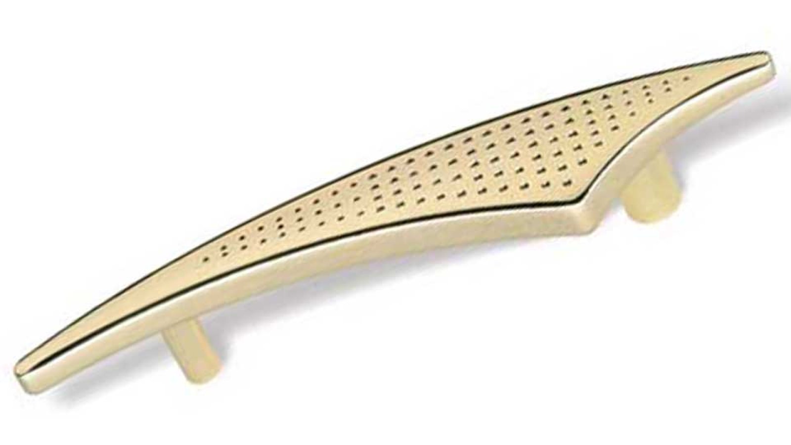 Moebelgriff-Glauchau-messing-Messing-Zinkdruckguss-laenge-160-576602 Griff Glauchau Zinkdruckguß - glänzend vermessingt Links - 160 mm lang vor weißem Hintergrund