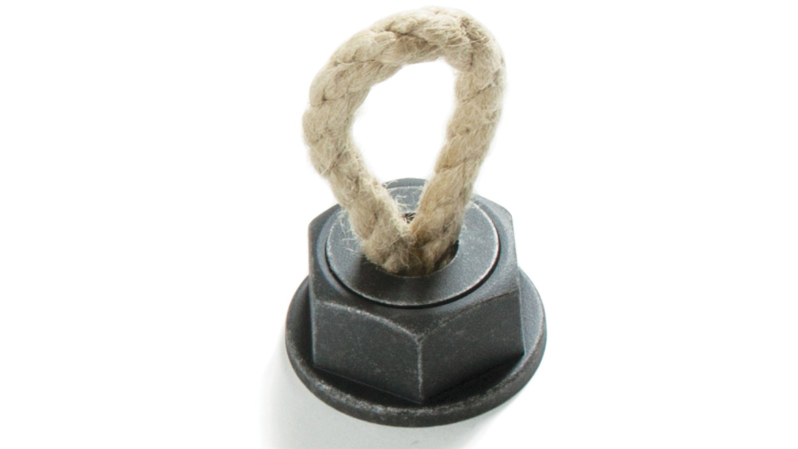 Moebelknopf-Rope-Knop-silber-grau-beige-Kunststoff-laenge-37-51942 Knopf Rope-Knop Kunststoff - grau-silber, Schnur - beige - 37 mm lang vor weißem Hintergrund