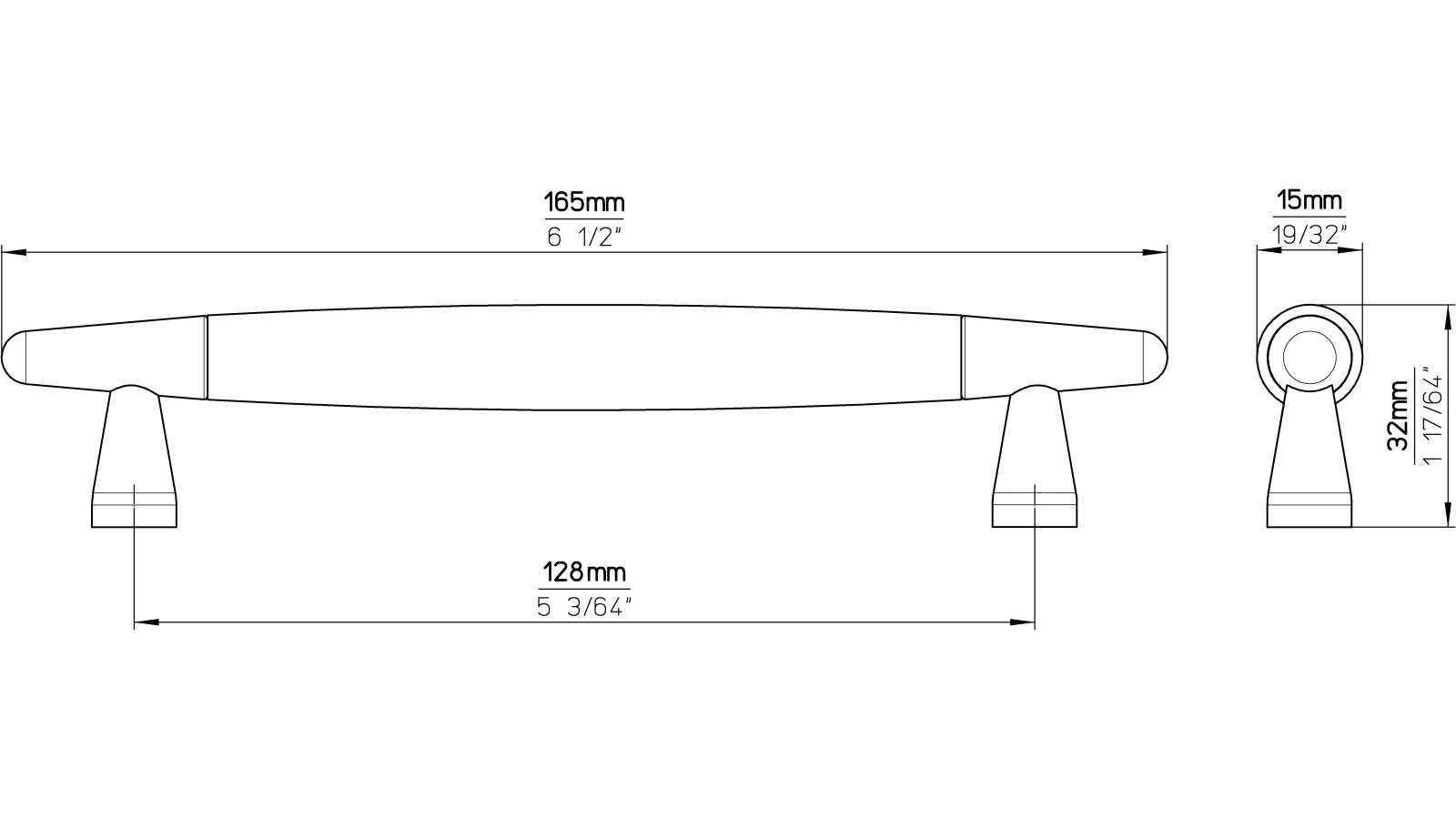 Stangengriff München Holz - Druckguss buche natur lackiert matt vernickelt - 166 mm lang  vor weißem Hintergrund