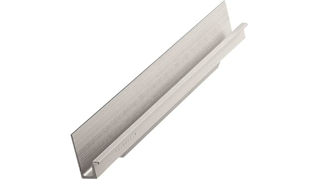 Griffleiste WALL Aluminium - Edelstahloptik - 496 mm lang vor weißem Hintergrund