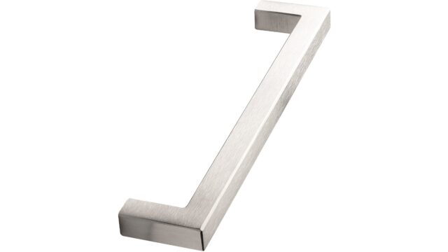 Griff SQUARE-14 Stahl - Seidengeschliffen - 174 mm lang vor weißem Hintergrund
