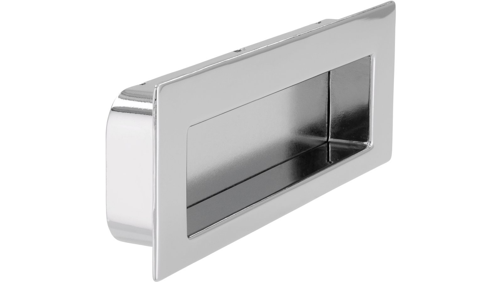 Muschel Worpswede Stahl chrom glänzend chrom matt - 112 mm lang  vor weißem Hintergrund