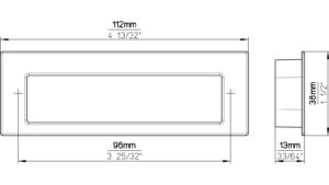 Muschel Worpswede Stahl schwarz matt pulverbeschichtet - 112 mm lang  vor weißem Hintergrund