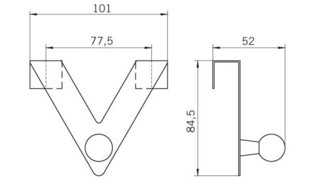 Türgarderobe Delitzsch Stahl - Holz silbergrau metallic pulverbeschichtet buche natur lackiert - 85 mm lang  vor weißem Hintergrund