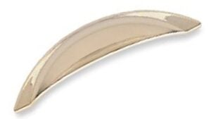 Muschel Dormagen Kunststoff galvanisiert gold glänzend - 113 mm lang  vor weißem Hintergrund