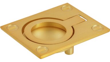 Griff Bad-Oeynhausen Druckguss gold matt gebürstet - 60 mm lang vor weißem Hintergrund