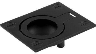 Griff Bad-Oeynhausen Druckguss schwarz matt pulverbeschichtet - 60 mm lang  vor weißem Hintergrund