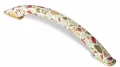 Griff + Unterlagen Zella-Mehlis Kunststoff bedruckt weiß metallisiert gold glänzend - 170 mm lang  vor weißem Hintergrund