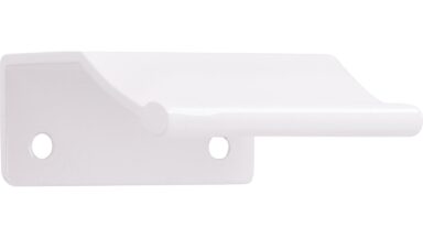 Griffleiste Gilching Aluminium reinweiß pulverbeschichtet - 45 mm lang vor weißem Hintergrund
