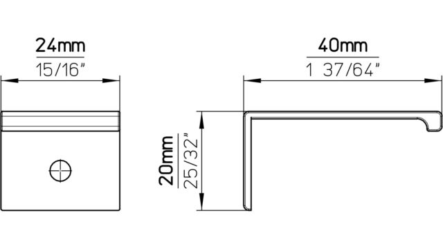 Griffleiste Gudensberg Aluminium schwarz matt pulverbeschichtet - 24 mm lang  vor weißem Hintergrund