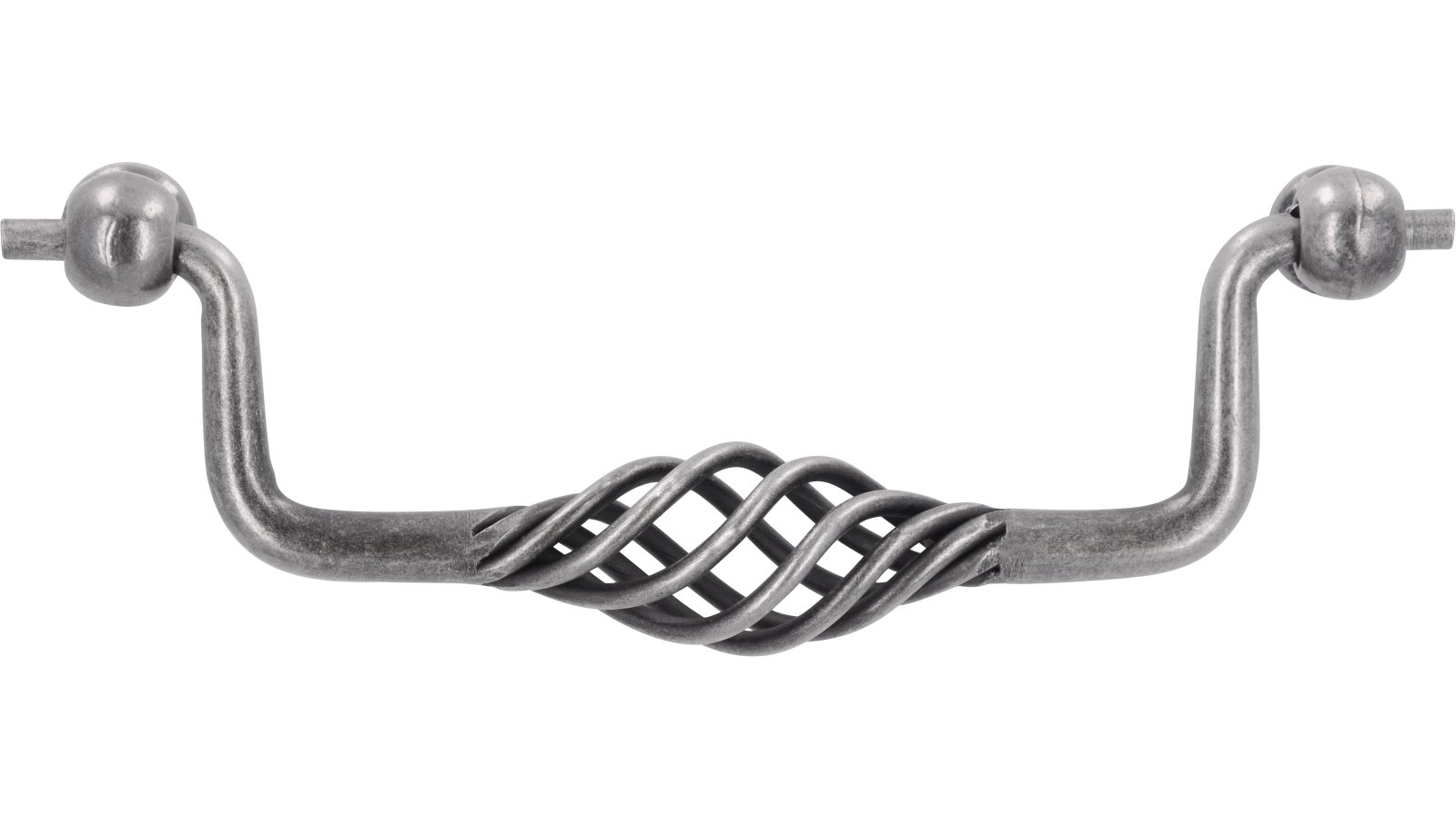 Haengegriff-Rudolstadt-brueniert-zinnfarbig-Stahl-Zinkdruckguss-laenge-147-560304-front Klöppel Rudolstadt Stahl - Druckguss altzinnfarbig brüniert - 147 mm lang vor weißem Hintergrund