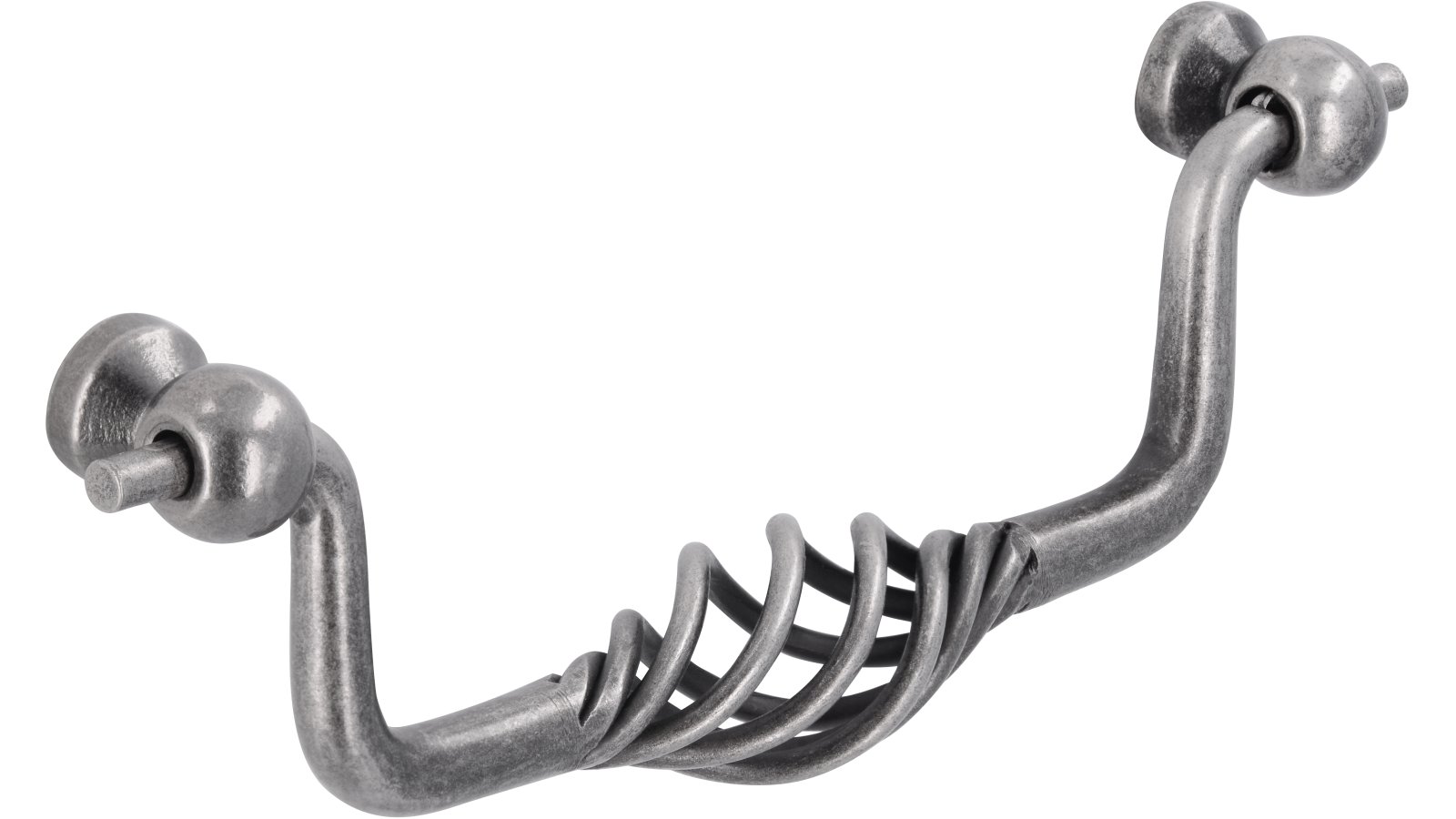 Haengegriff-Rudolstadt-brueniert-zinnfarbig-Stahl-Zinkdruckguss-laenge-147-560304 Klöppel Rudolstadt Stahl - Druckguss altzinnfarbig brüniert - 147 mm lang vor weißem Hintergrund