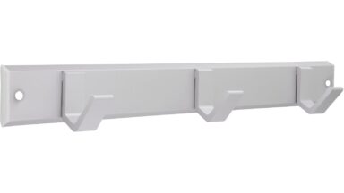 Hakenleiste Grefrath Aluminium - Kunststoff silber natur matt weiß - 330 mm lang vor weißem Hintergrund
