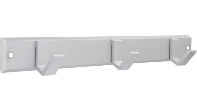 Hakenleiste Grefrath Aluminium - Kunststoff silber natur matt weiß - 330 mm lang  vor weißem Hintergrund