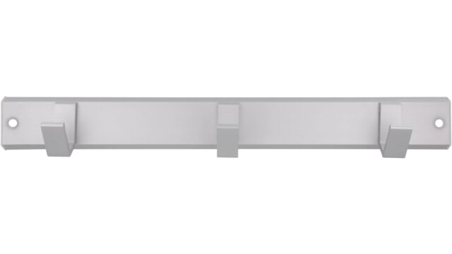 Hakenleiste Grefrath Aluminium - Kunststoff silber natur matt weiß - 330 mm lang  vor weißem Hintergrund