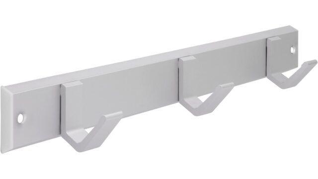 Hakenleiste Grefrath Aluminium - Kunststoff silber natur matt weiß - 330 mm lang  vor weißem Hintergrund