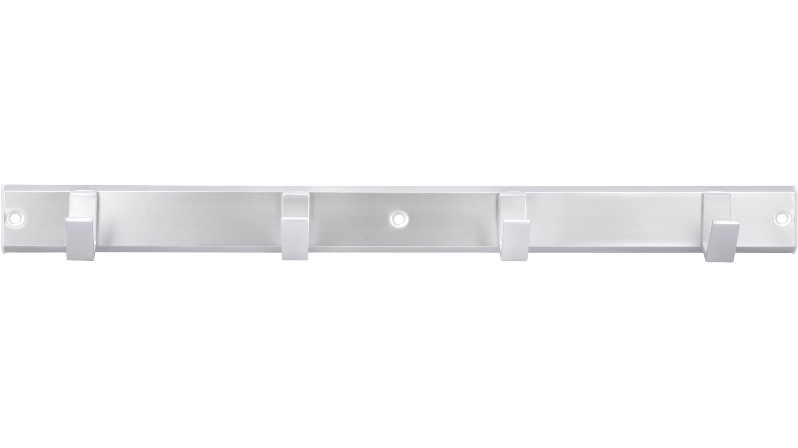Hakenleiste Grefrath Aluminium - Kunststoff silber natur matt weiß - 450 mm lang  vor weißem Hintergrund