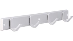 Hakenleiste Grefrath Aluminium - Kunststoff silber natur matt weiß - 450 mm lang  vor weißem Hintergrund