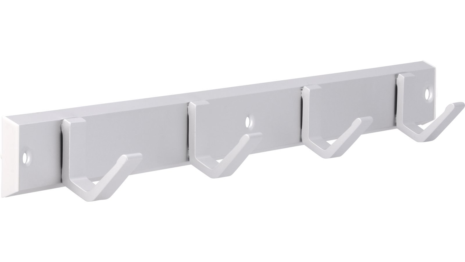 Hakenleiste Grefrath Aluminium - Kunststoff silber natur matt weiß - 450 mm lang  vor weißem Hintergrund