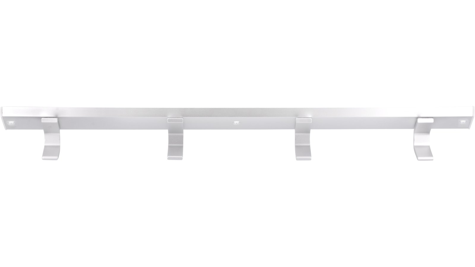 Hakenleiste Grefrath Aluminium - Kunststoff silber natur matt weiß - 450 mm lang  vor weißem Hintergrund