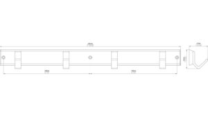 Hakenleiste Grefrath Aluminium - Kunststoff silber natur matt weiß - 450 mm lang  vor weißem Hintergrund