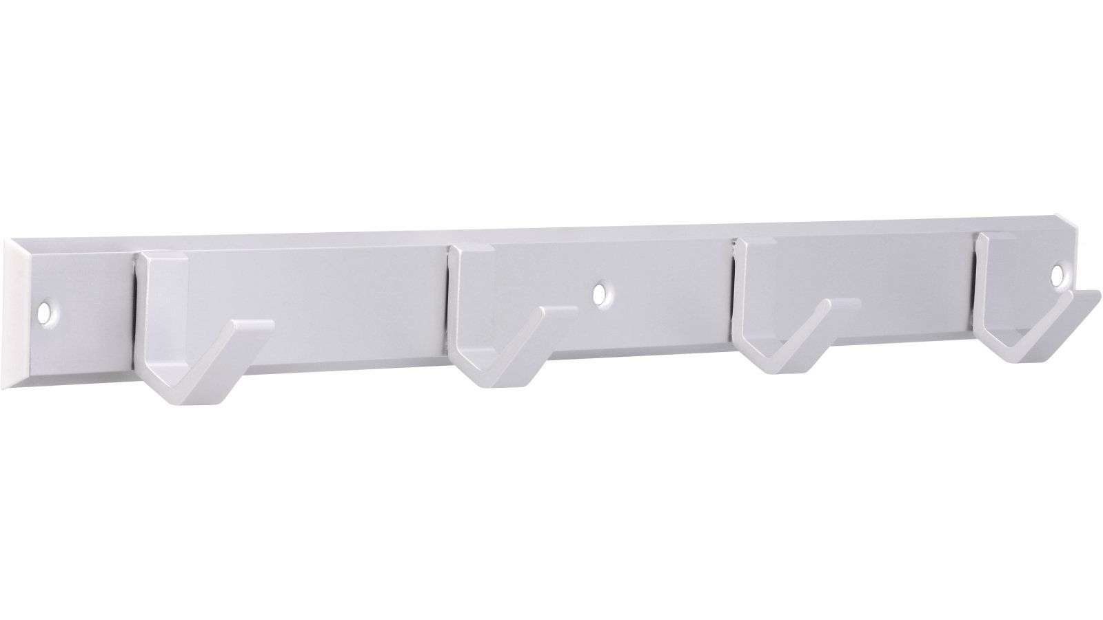 Hakenleiste Grefrath Aluminium - Kunststoff silber natur matt weiß - 450 mm lang  vor weißem Hintergrund