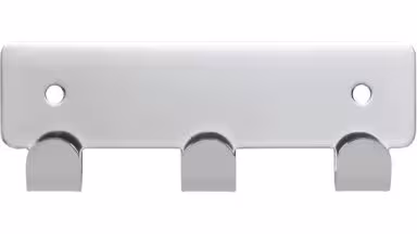 Hakenleiste Haiger Stahl chrom glänzend - 114 mm lang  vor weißem Hintergrund