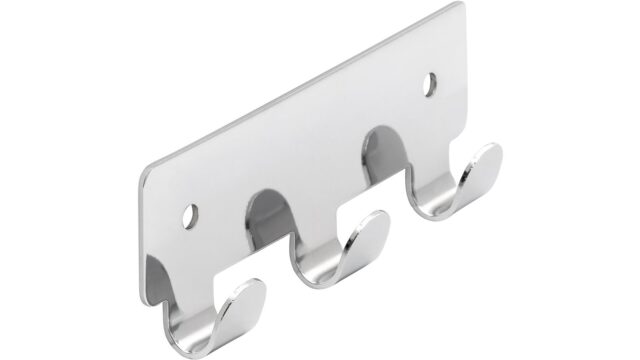 Hakenleiste Haiger Stahl chrom glänzend - 114 mm lang  vor weißem Hintergrund