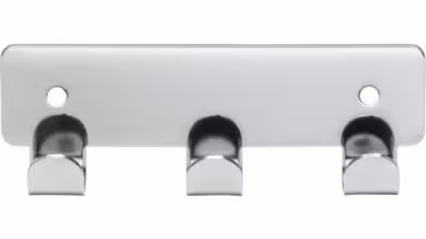 Hakenleiste Haiger Stahl chrom glänzend - 114 mm lang  vor weißem Hintergrund