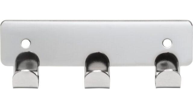 Hakenleiste Haiger Stahl chrom glänzend - 114 mm lang  vor weißem Hintergrund