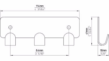 Hakenleiste Haiger Stahl chrom glänzend - 114 mm lang  vor weißem Hintergrund