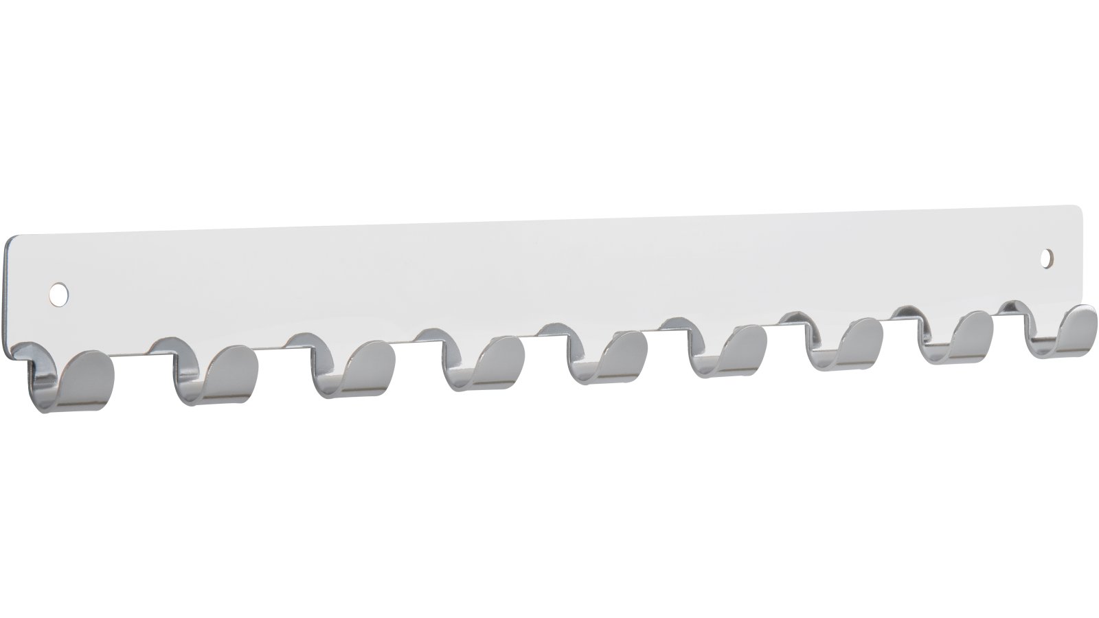 Hakenleiste Haiger Stahl chrom glänzend - 366 mm lang  vor weißem Hintergrund