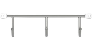 Hakenleiste Illertissen Stahl chrom glänzend - 200 mm lang  vor weißem Hintergrund