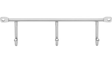 Hakenleiste Illertissen Stahl chrom glänzend - 200 mm lang  vor weißem Hintergrund